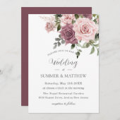 Boho Blush Cinnamon Rose Blumengrün Hochzeit Einladung (Vorne/Hinten)