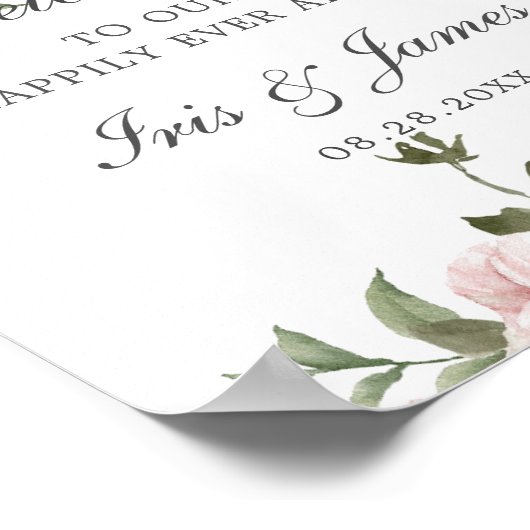 Boho Blush Cinnamon Rose Floral Wedding Willkommen Poster (Ecke)