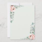 Boho Blush Dusty Pink Bloral Eukalyptus Wedding Einladung (Rückseite)