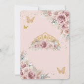 Boho Blush Dusty Rose Floral Pampas Quinceañera Einladung (Rückseite)