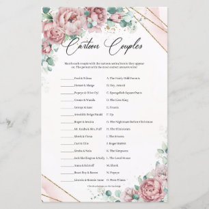 Boho blush eucalyptus gold frame Cartoon Paare