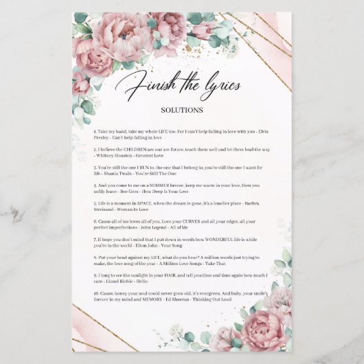 Boho blush eucalyptus gold frame Finish the Lyric (Rückseite)