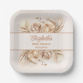 Boho Blush Floral Baby Dusche Pappteller (Vorderseite)