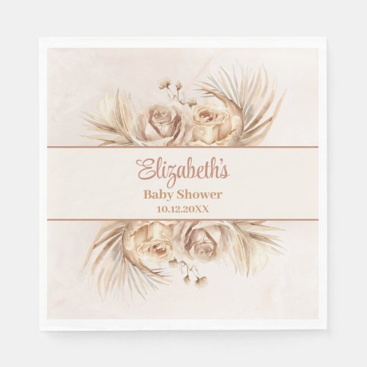 Boho Blush Floral Baby Dusche Serviette (Vorderseite)