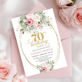 Boho Blush Floral Digital 70th Birthday Invitation Einladung