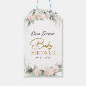 Boho Blush Floral Eucalyptus Frame Baby Dusche Geschenkanhänger (Rückseite)