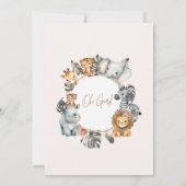 Boho Blush Floral Foliage Safari Babydusche Einladung (Rückseite)