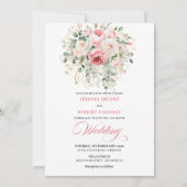 Boho Blush Floral Greenery Wedding Invitation Einladung (Vorderseite)