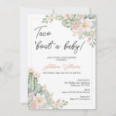 Boho Blush Floral Taco 'bout Baby Show Einladung (Vorderseite)
