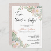 Boho Blush Floral Taco 'bout Baby Show Einladung (Vorne/Hinten)