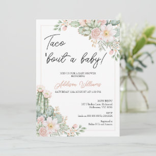 Boho Blush Floral Taco 'bout Baby Show Einladung
