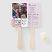 Boho Blush Floral Wedding Program Hand Fan Fächer (Vorne und Hinten)