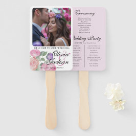 Boho Blush Floral Wedding Program Hand Fan Fächer