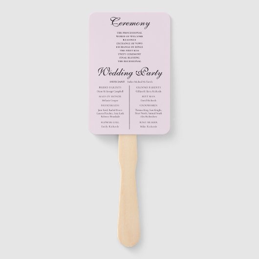 Boho Blush Floral Wedding Program Hand Fan Fächer (Rückseite)