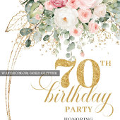 Boho Blush Florale digitale Einladung zum 70. Gebu