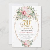 Boho Blush Florale digitale Einladung zum 70. Gebu (Vorderseite)
