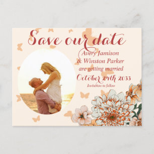 Boho Blush Foto Buttery Floral Save the Date Anno Ankündigungspostkarte