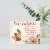 Boho Blush Foto Buttery Floral Save the Date Anno Ankündigungspostkarte (Stehend Vorderseite)