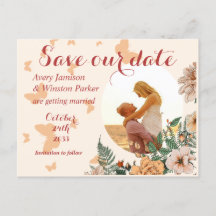 Boho Blush Foto Floral Buttery Save the Date