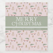 Boho blush Frohe Weihnachtswagen & Weihnachtsbaum Weinetikett (Einzelnes Label)