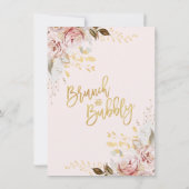 Boho Blush Gold Bloral Brunch Bubbly Brautparty Einladung (Rückseite)