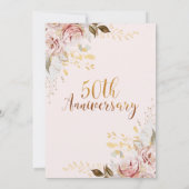 Boho Blush Gold Floral 50 Jahre Jubiläum Einladung (Rückseite)