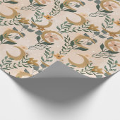 Boho Blush Green Botanic Moon Brautparty Geschenkpapier (Ecke)