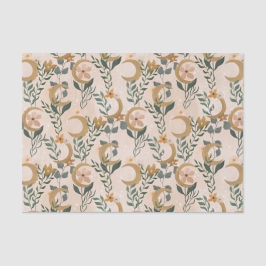 Boho Blush Green Botanic Moon Brautparty Seidenpapier (Vorderseite)