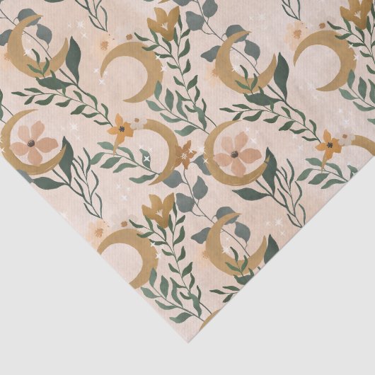 Boho Blush Green Botanic Moon Brautparty Seidenpapier (Ausschnitt)