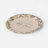 Boho Blush Green Botanical Moon Custom Baby Dusche Pappteller (Schrägansicht)