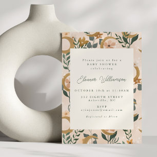 Boho Blush Green Botanical Moon Niedlich Baby Dusc Einladung