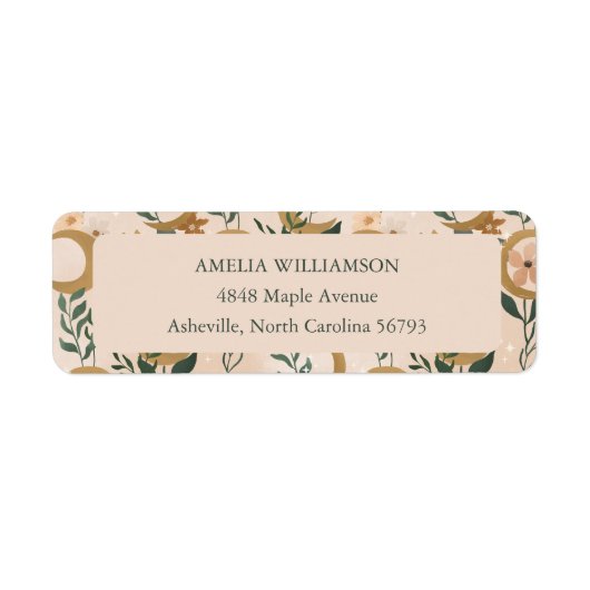 Boho Blush Green Botanical Moon Rücksendeadresse (Vorne)