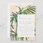 Boho Blush Green Palm Beach Hochzeit Dankeskarte (Vorderseite)