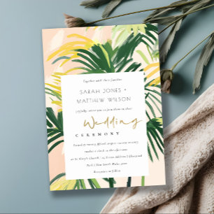 Boho Blush Green Palm Beach Hochzeit Einladung