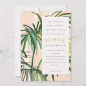 Boho Blush Green Palm Beach Hochzeit Einladung (Vorderseite)
