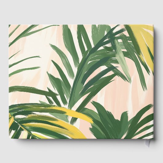 Boho Blush Green Palm Beach Hochzeit Gästebuch (Rückseite)