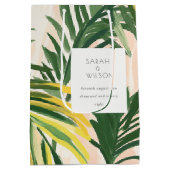 Boho Blush Green Palm Beach Hochzeit Mittlere Geschenktüte (Rückseite)