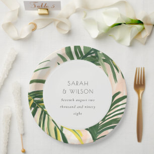 Boho Blush Green Palm Beach Hochzeit Pappteller