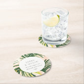 Boho Blush Green Palm Beach Hochzeit Runder Pappuntersetzer (Vor Ort)