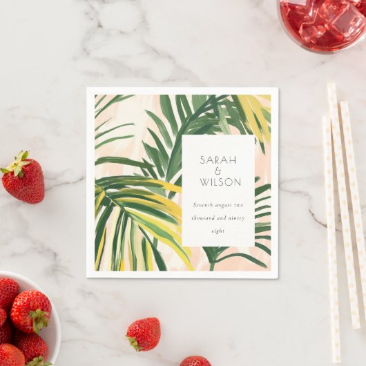 Boho Blush Green Palm Beach Hochzeit Serviette (Beispiel)