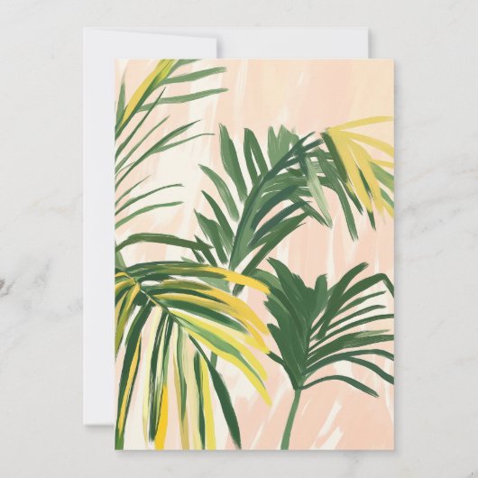 Boho Blush Green Tropical Palm Beach Birthday Invi Einladung (Rückseite)
