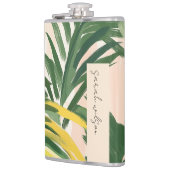 Boho Blush Green Tropical Palm Beach Blätter Flachmann (Links)