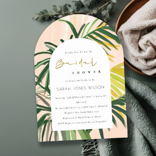 Boho Blush Green Tropical Palm Beach Brautparty Einladung