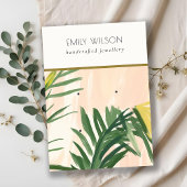 Boho Blush Green Tropical Palm Blätter 2 Oben Visitenkarte