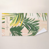 Boho Blush Green Tropical Palm Blätter Beach Badehandtuch (Badehandtuch)