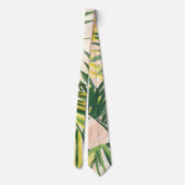 Boho Blush Green Tropical Palm Blätter Beach Krawatte (Rückseite)