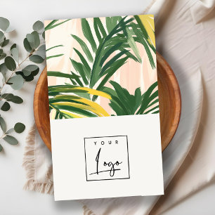 Boho Blush Green Tropical Palm Blätter Beach Logo Visitenkarte