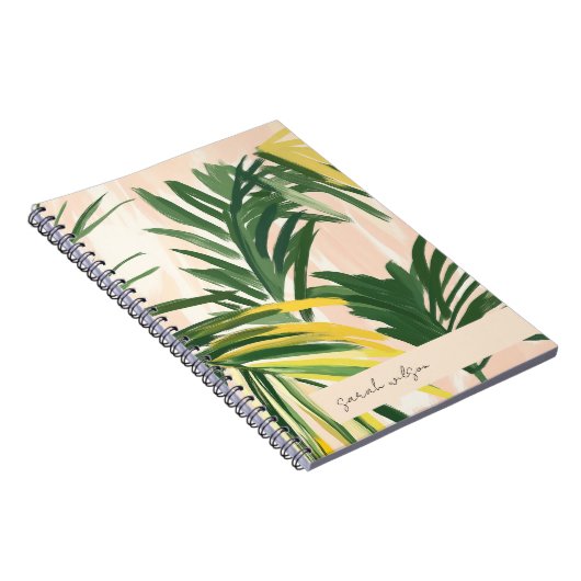 Boho Blush Green Tropical Palm Blätter Beach Notizblock (Rechte Seite)