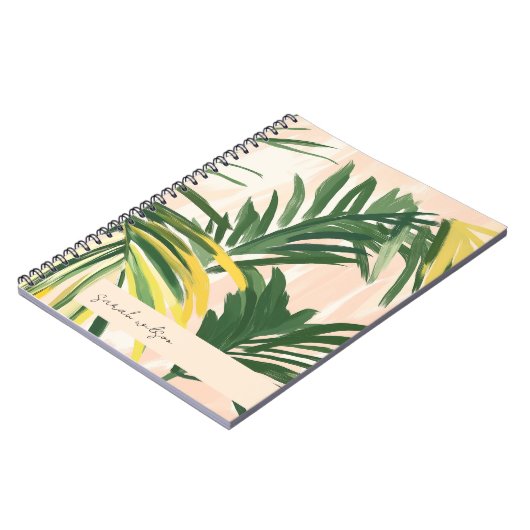 Boho Blush Green Tropical Palm Blätter Beach Notizblock (Linke Seite)