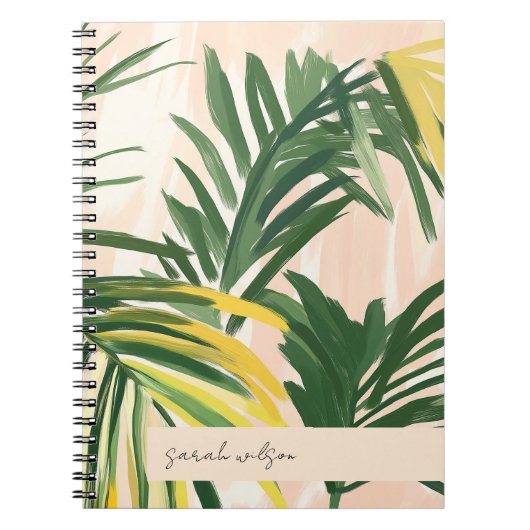 Boho Blush Green Tropical Palm Blätter Beach Notizblock (Vorderseite)